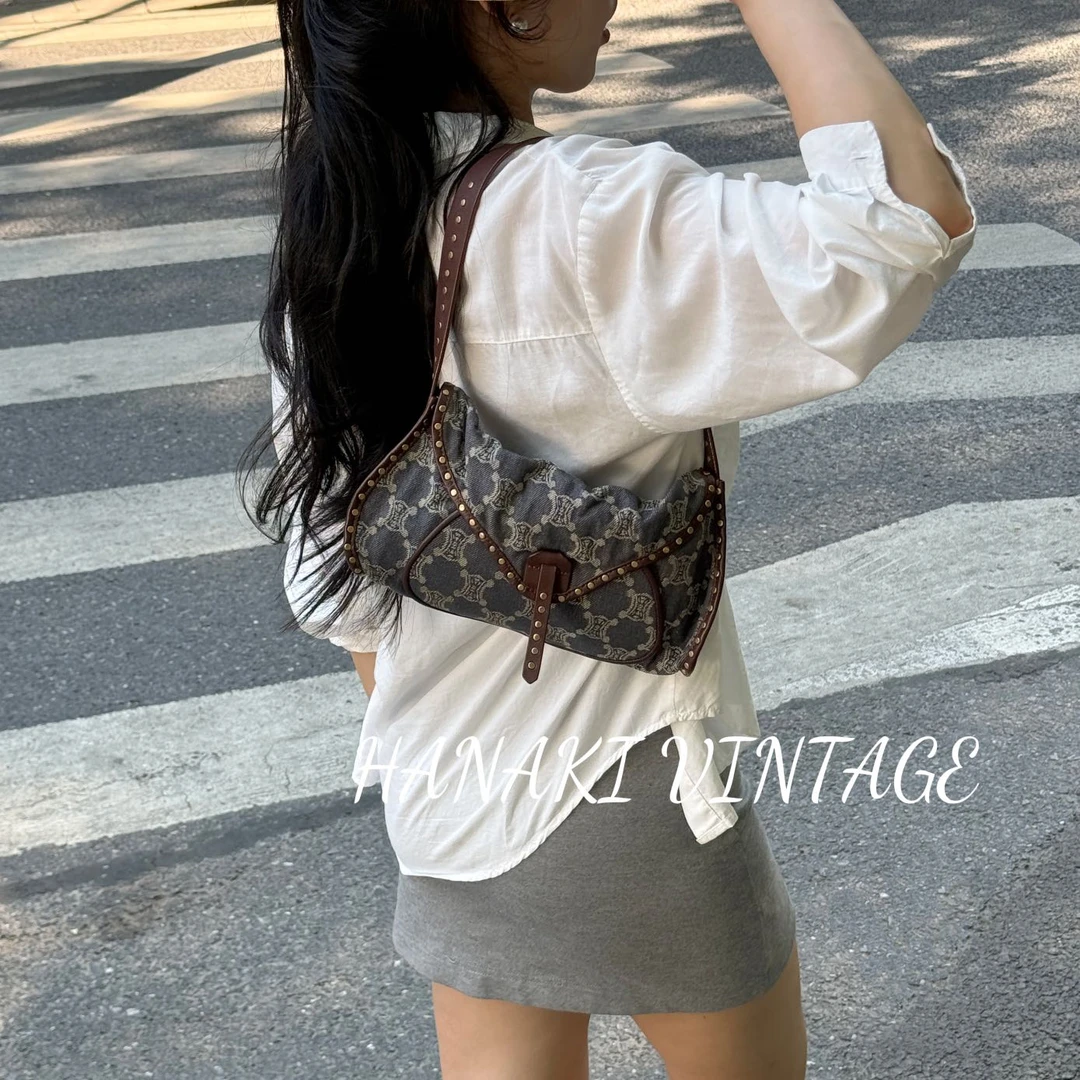 95新 Celine/思琳 花绮中古/Celine老花牛仔腋下包/95新
