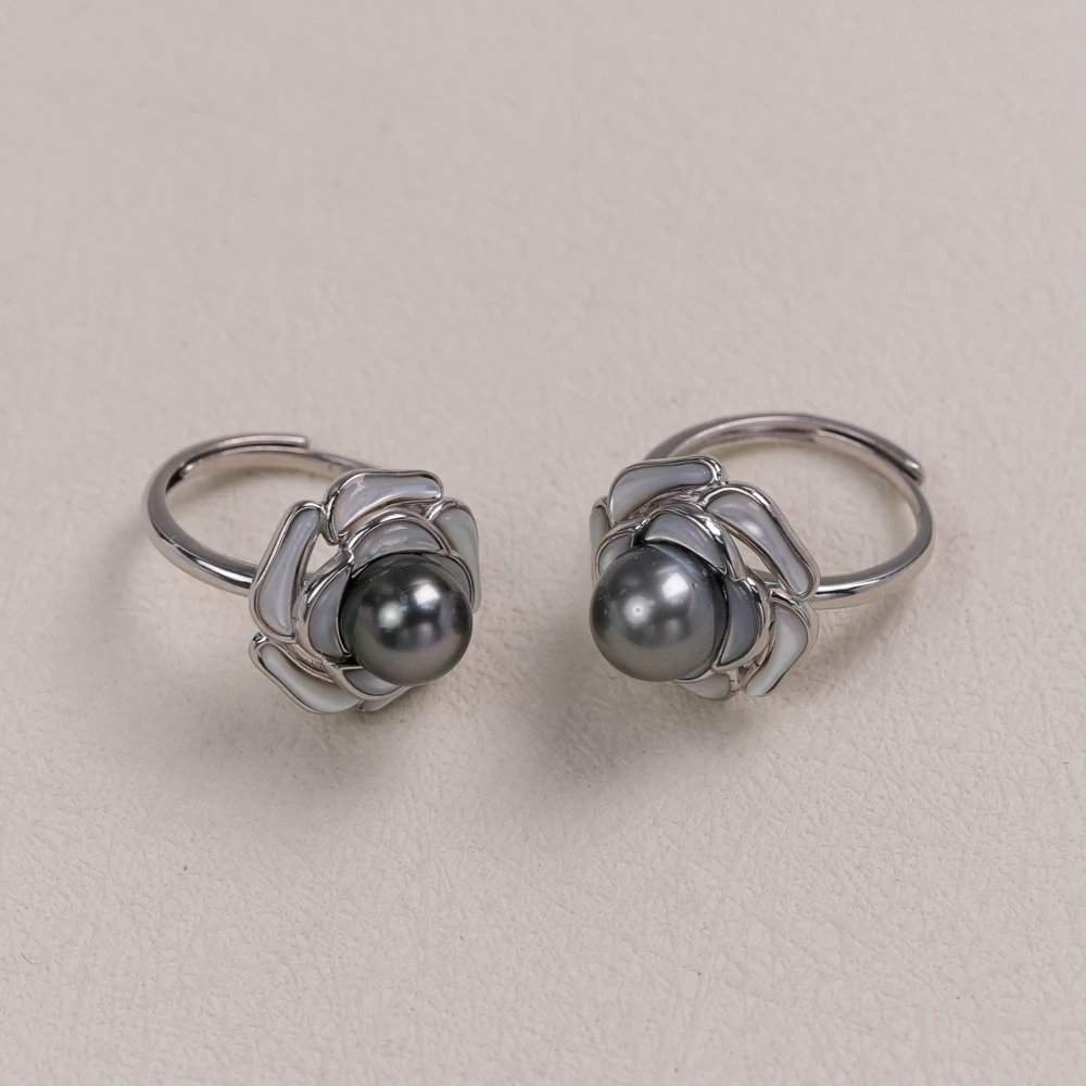 【叭哒不惑】多样性发一 S925银8-9mm大溪地黑珍珠戒指 245522