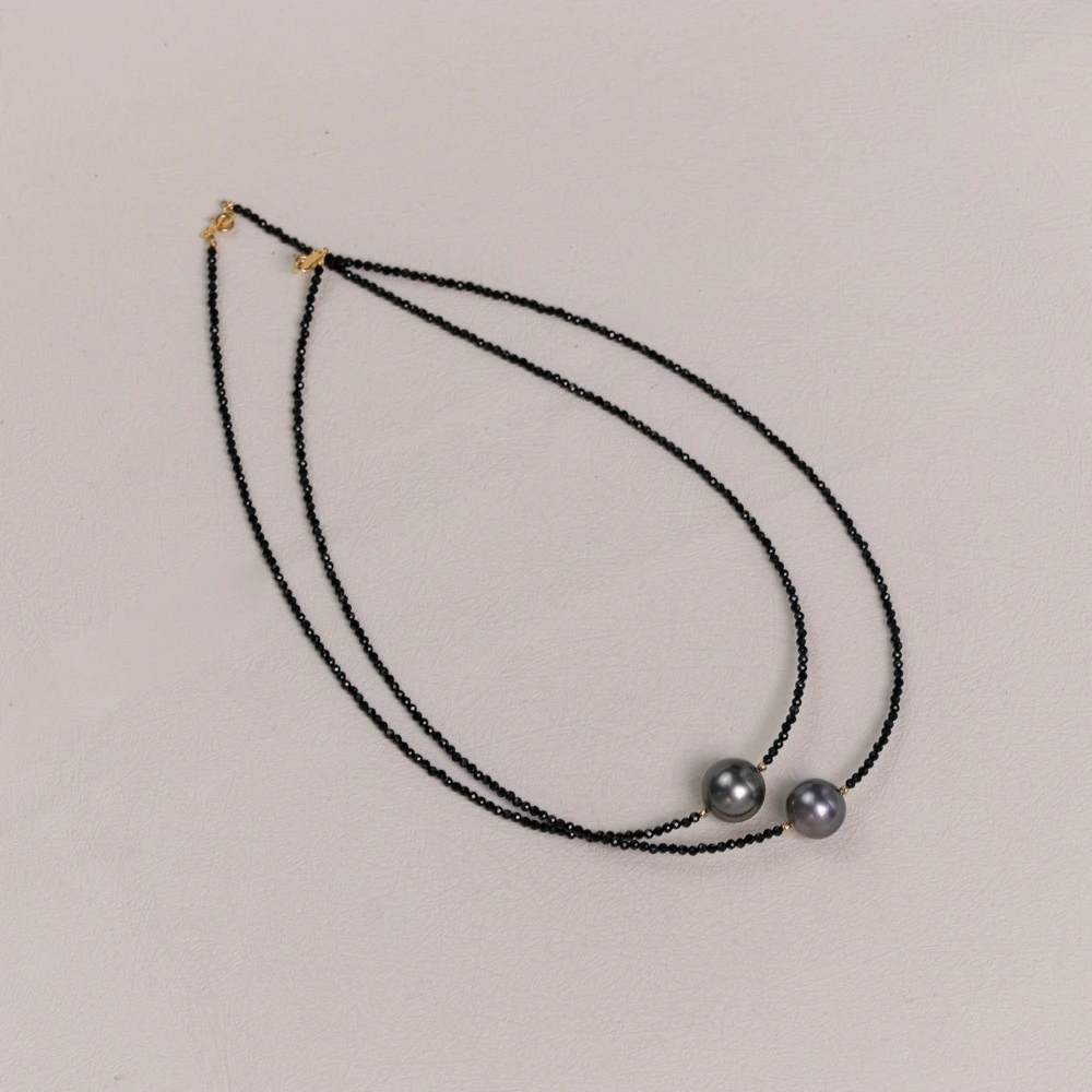 【叭哒不惑】多样性发一 18k金11-12mm大溪地黑珍珠项链 40cm245662