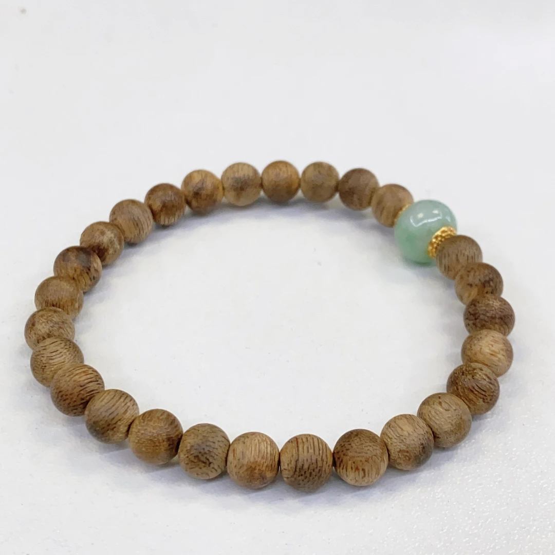 库茵 叭哒不惑 9-9.5mm翡翠+6-6.5mm沉香手串（18手围可戴）BG4780