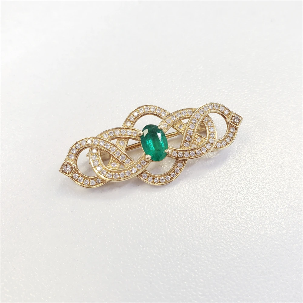 T库茵 叭哒不惑 18K金祖母绿钻石胸针（祖母绿50分，钻石30分）