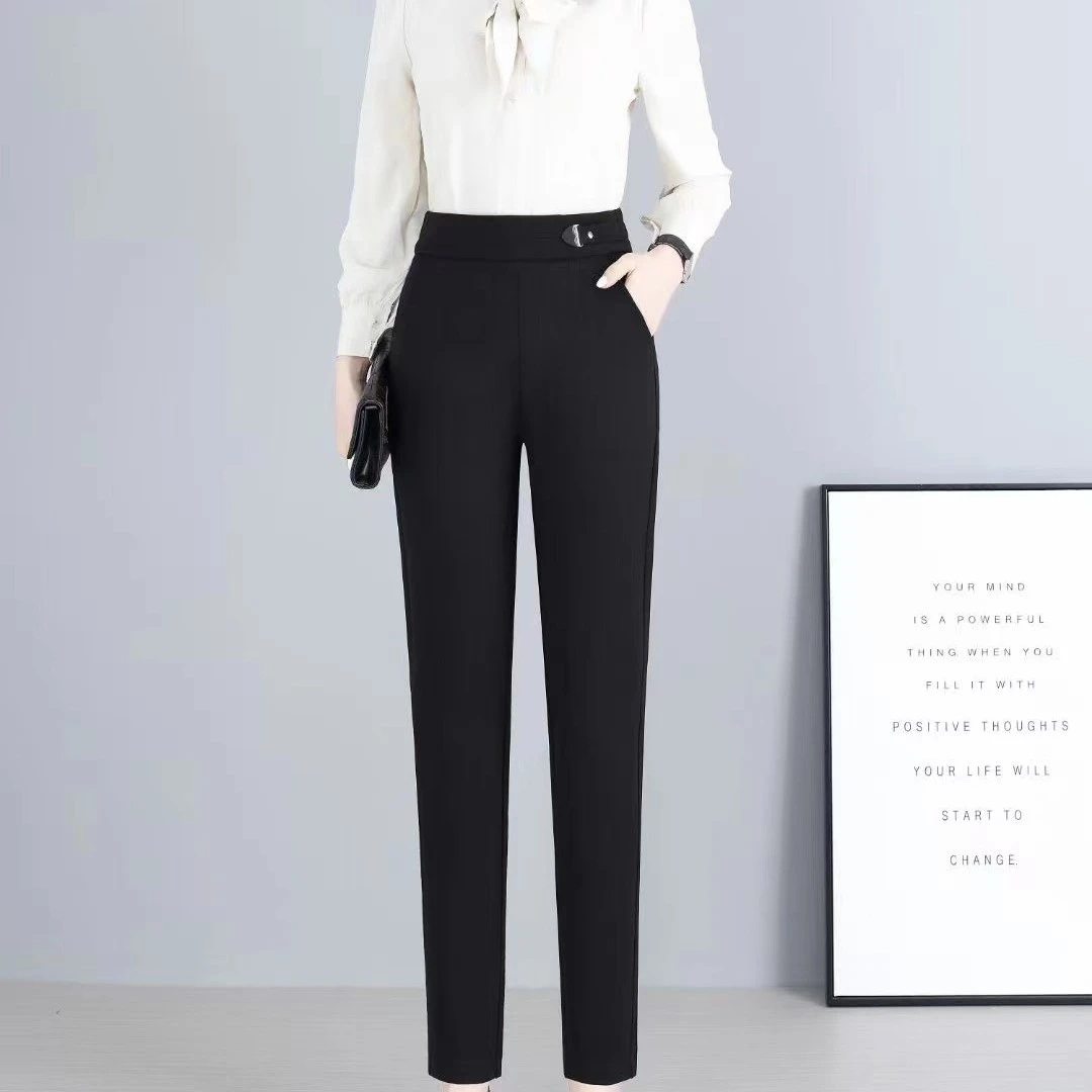 2305春款时尚西装裤女款百搭修身显瘦小直筒裤