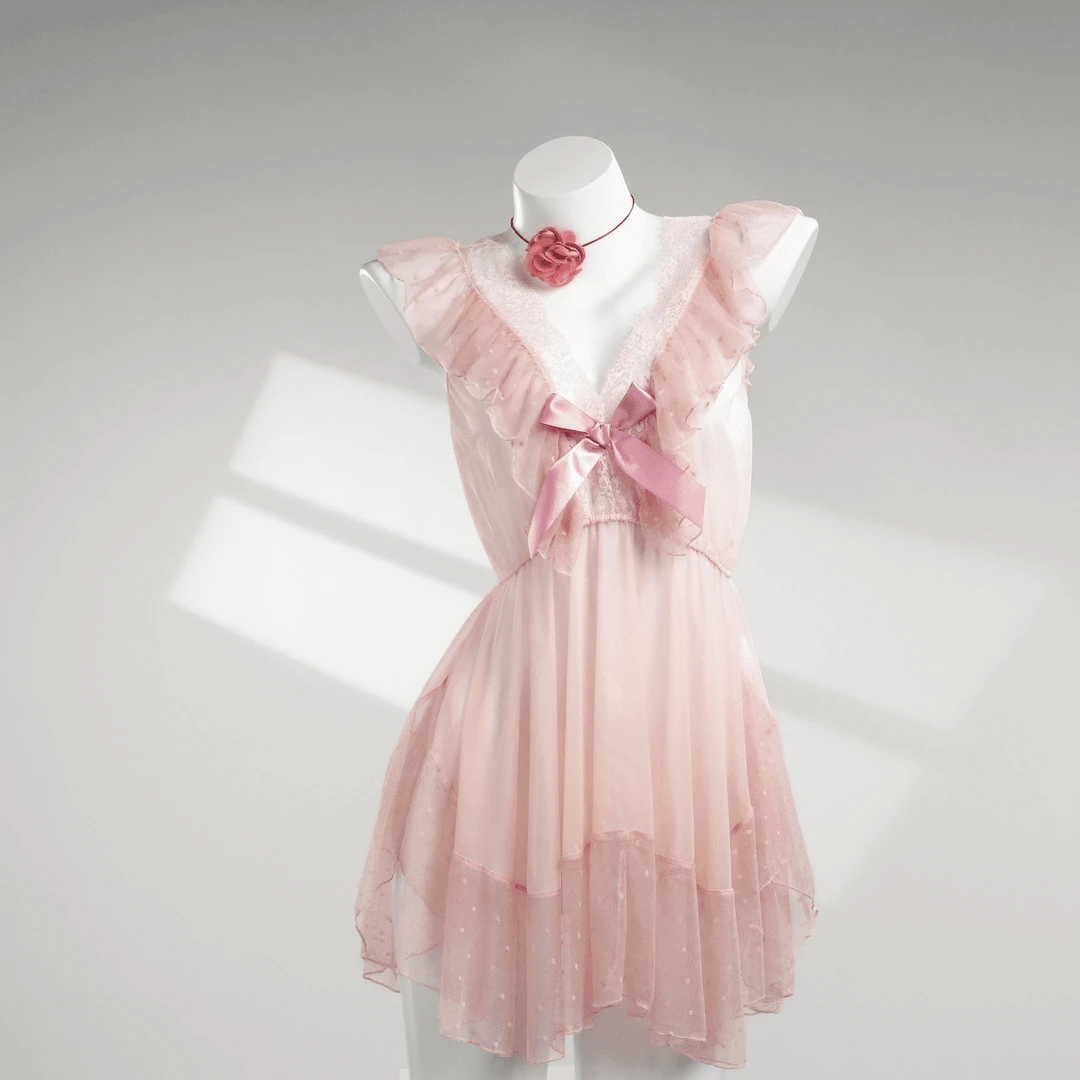 初见【90-210斤】性感女士吊带裙纯欲网纱女大码睡裙+睡衣女秋冬