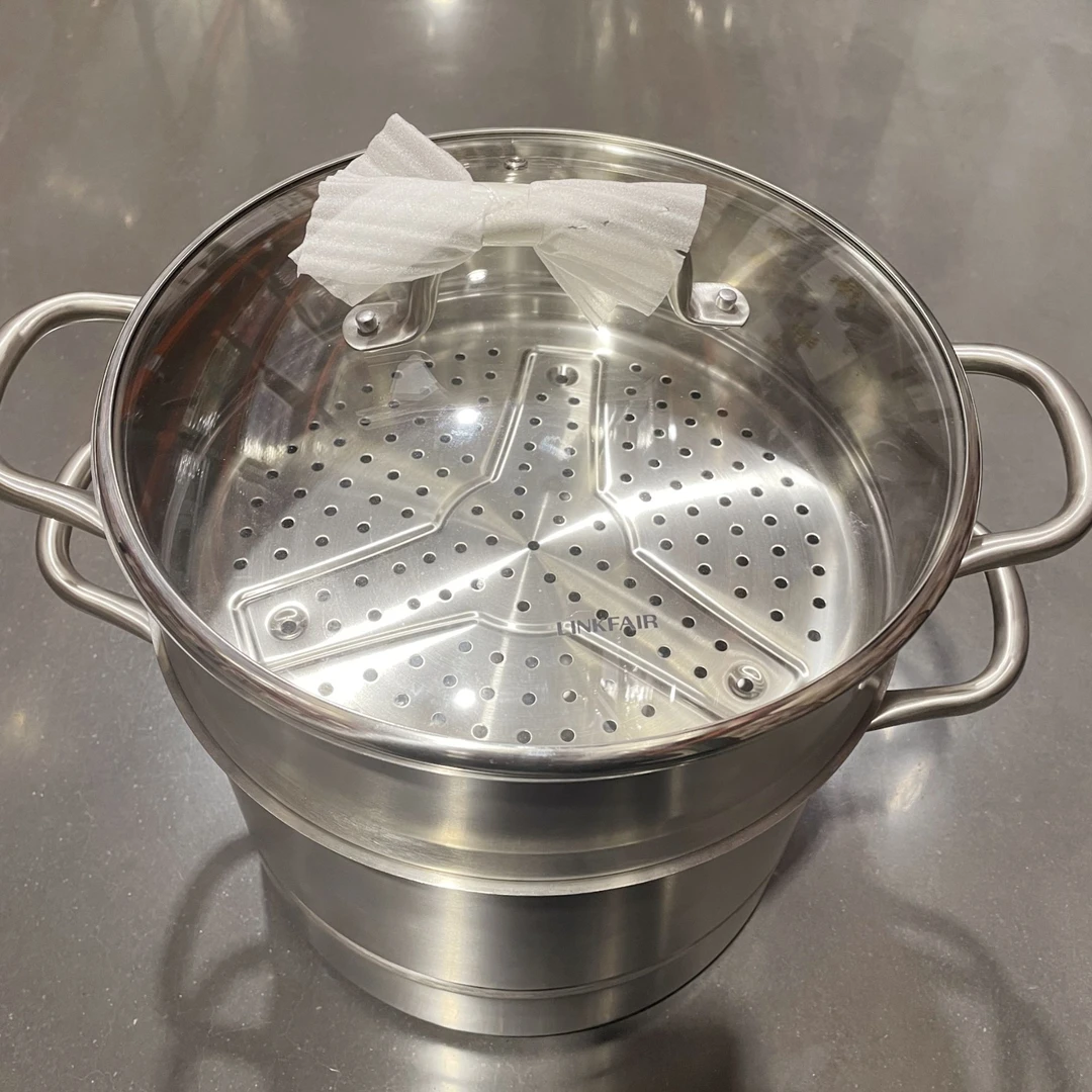 包邮开市客LINKFAIR凌丰304不锈钢煤气灶电磁炉三层蒸锅炖汤锅