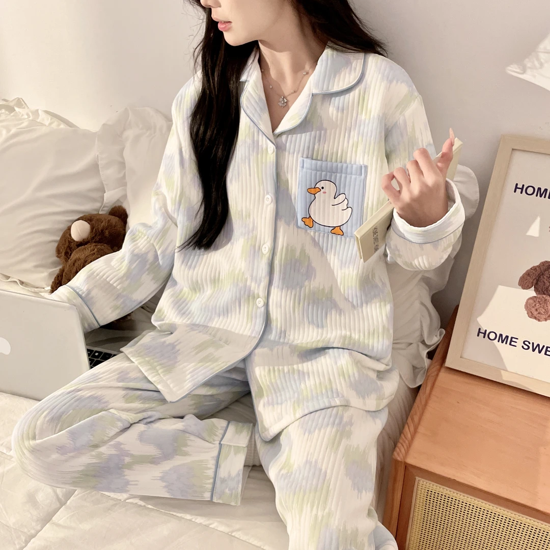 月子服空气棉秋冬季产后孕妇哺乳待产喂奶产妇睡衣套装