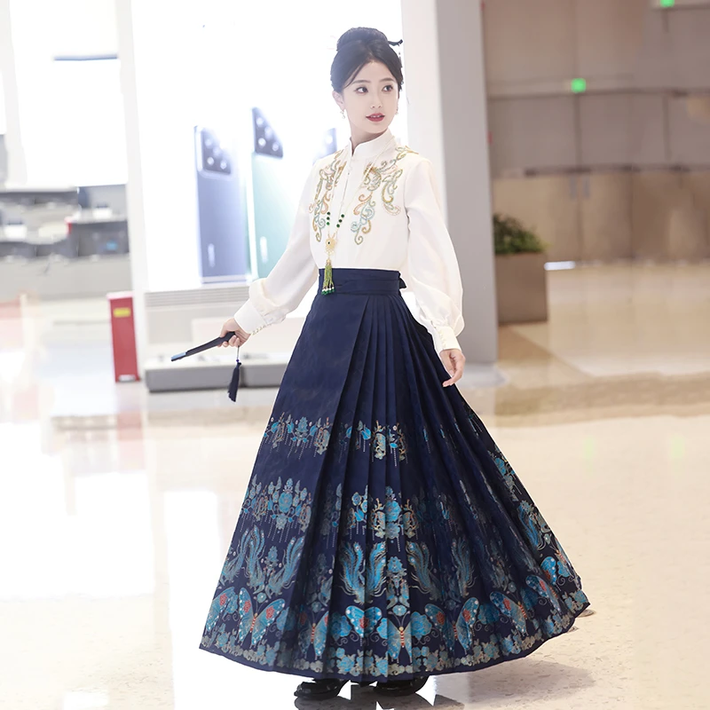 马面裙汉服2024民族风古风古装日常中国风百褶汉元素女装民国风