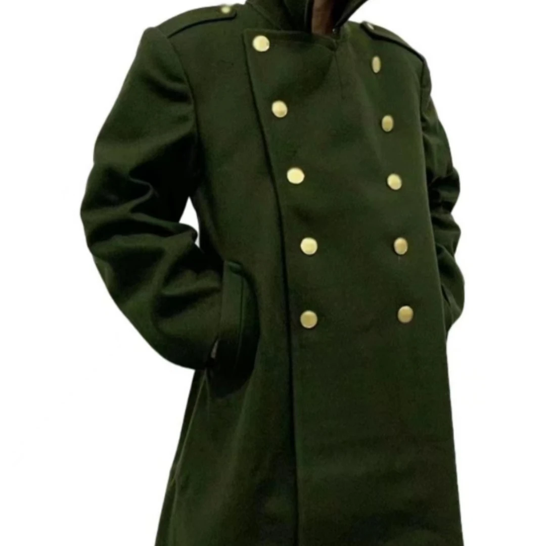 库存老货冬款男士呢子大衣户外防寒保暖加大款后开叉中长款大衣