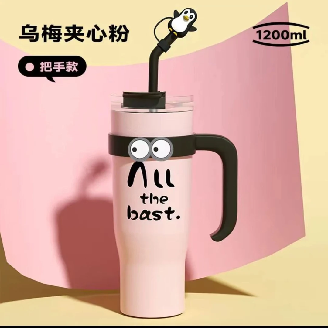 爆款巨无霸咖啡杯304不锈钢保温杯手柄汽车户外骑行高颜值吸管杯