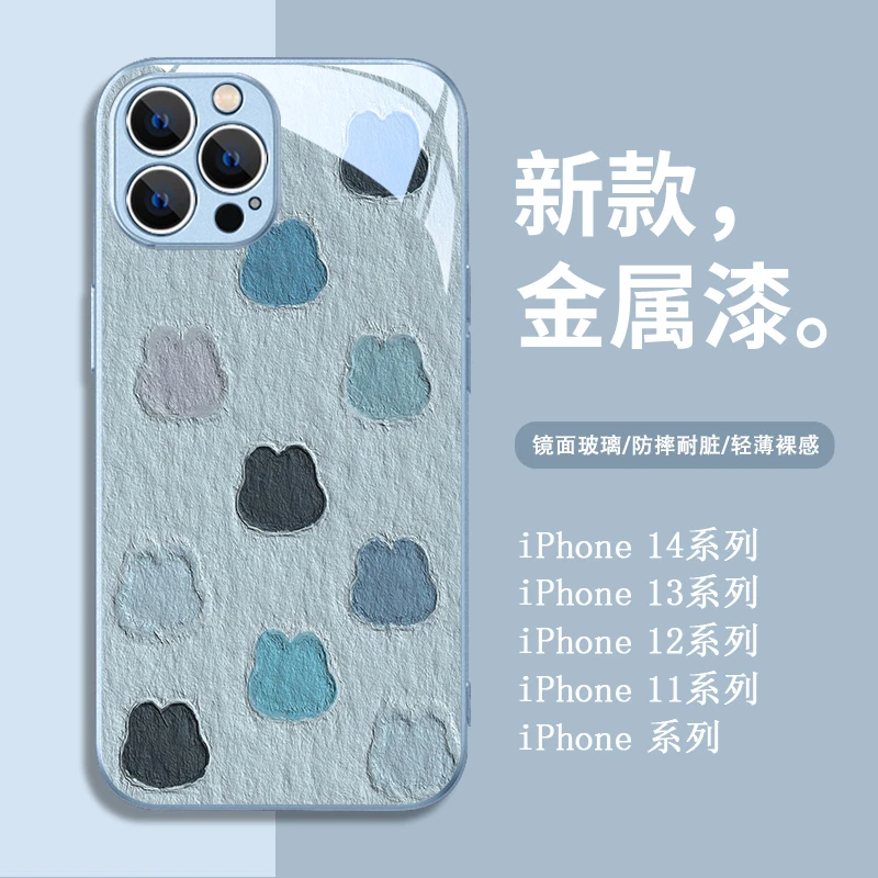油画兔子苹果12手机壳iphone14高级感13promax网红xs情侣款xr小众
