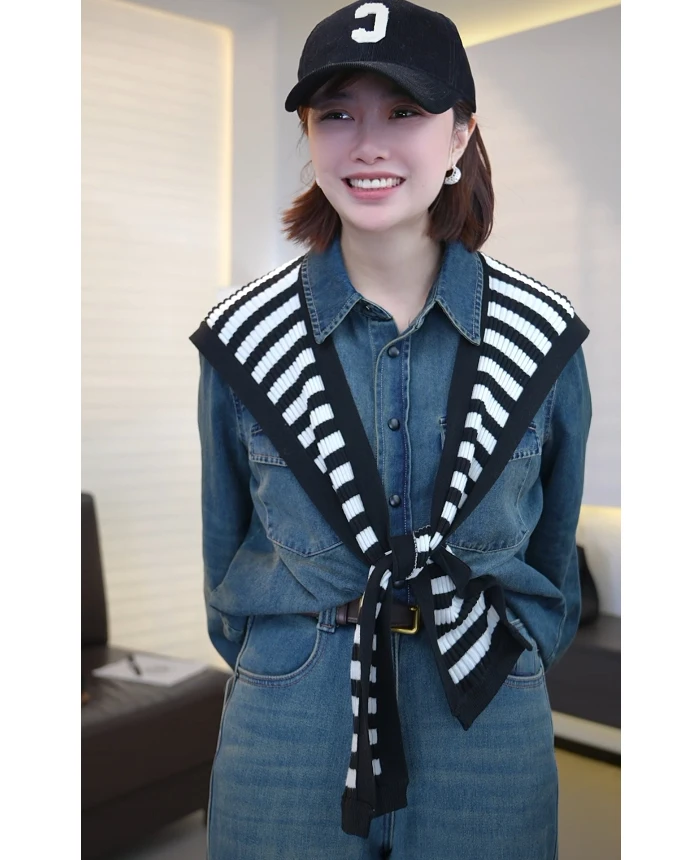 【亚楠本楠】气质披肩◆活力百搭休闲宽松时尚假两件精纺披肩1029