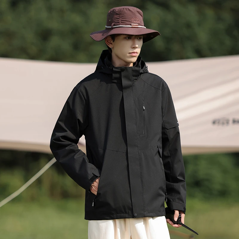 （莞奢专属）男女同款冲锋衣情侣防风防水连帽加绒加厚冬季户外套