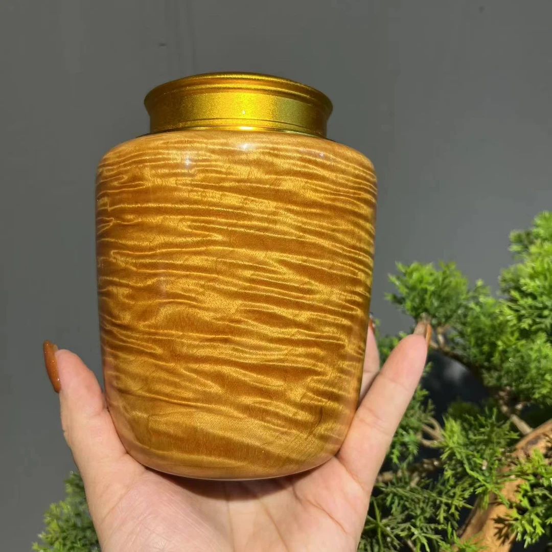 金丝楠木老料茶叶罐水波实木整木雕刻工艺高档家用装饰摆件送礼