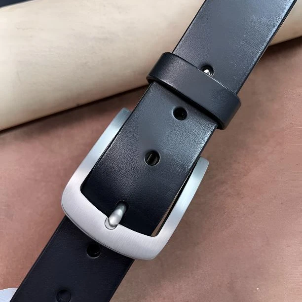 不锈钢D型针扣头层牛皮手工皮带休闲时尚商务百搭真皮简约