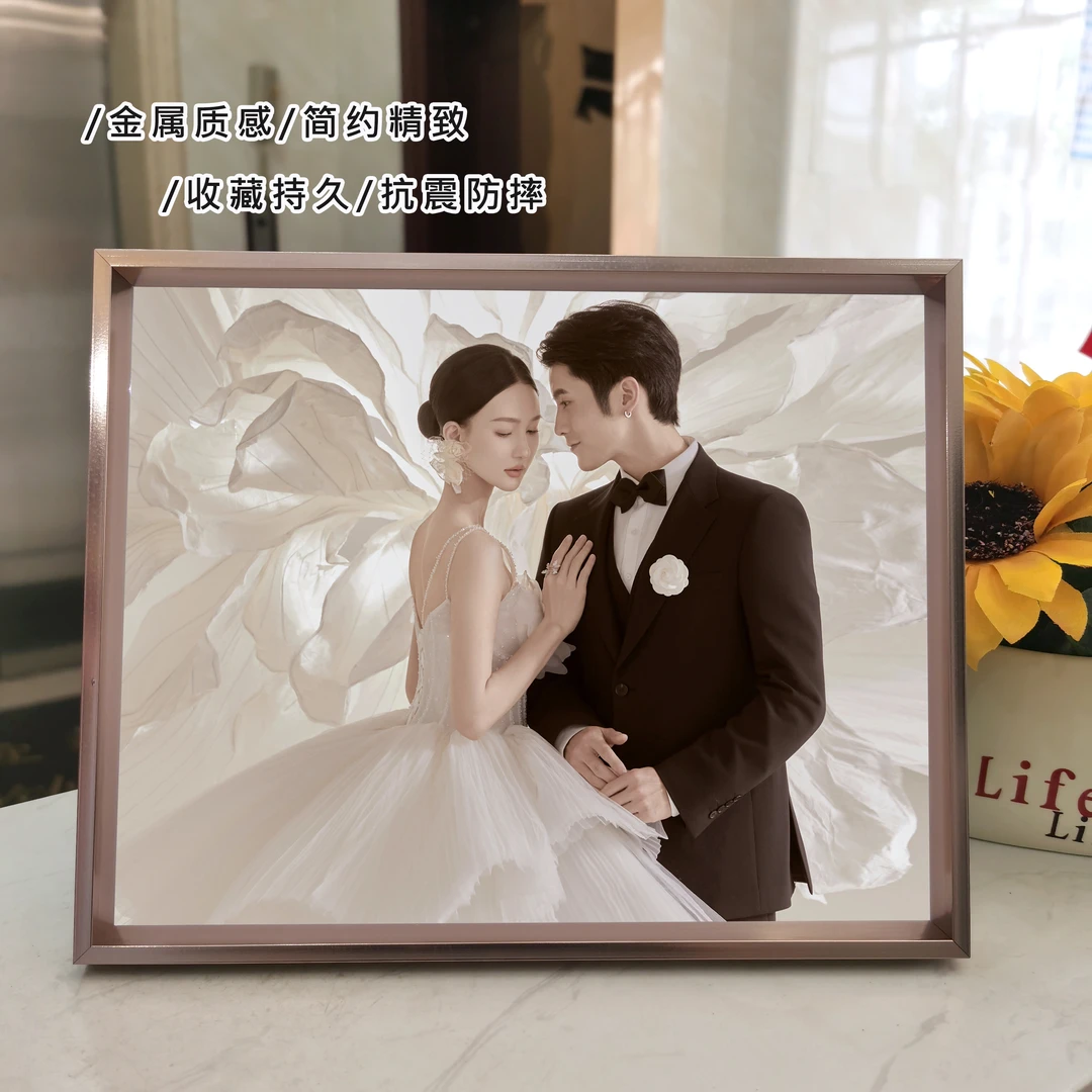 简约铝合金照片相框金属摆台来图定制生活照宝宝照婚纱照影楼轻奢