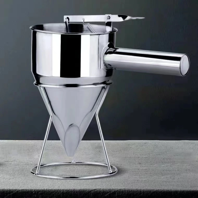 不锈钢漏斗面糊分离器厨师手持淋汁器章鱼小丸子工具