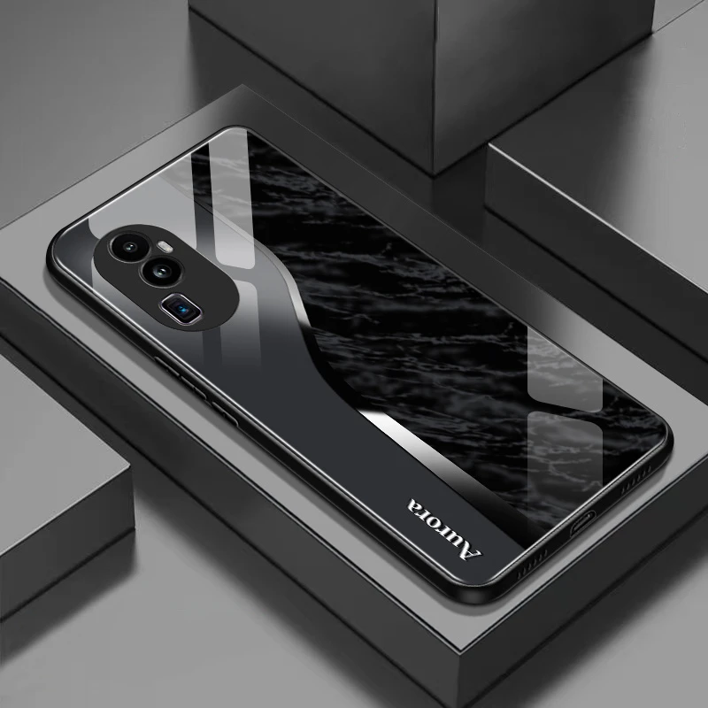 适用于OPPO Reno10大理石纹理轻奢玻璃手机壳高颜值设计时尚