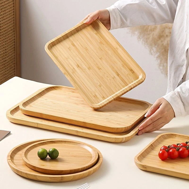 托盘木质木盘木竹盘子长方形圆形小蛋糕烧烤木制餐盘商用茶盘日式