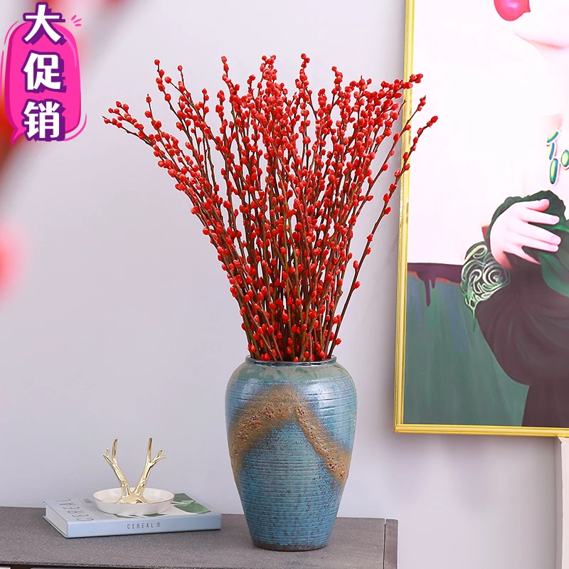 红色招财银柳真花鲜枝客厅摆放装饰干花耐寒年宵花卉水培植物室内