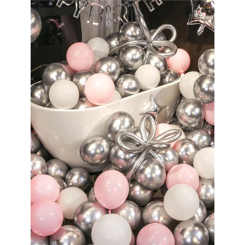 银色气球布置儿童生日周岁装饰高级感派对用品场景加厚
