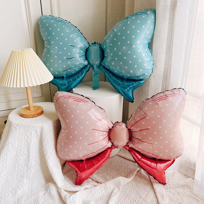 蝴蝶结气球铝膜宝宝周岁生日装饰场景布置baby满月百天装饰布置