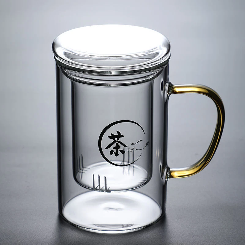 高硼硅茶杯茶道杯泡茶杯茶水分离过滤杯办公杯喝茶杯耐高温玻璃杯