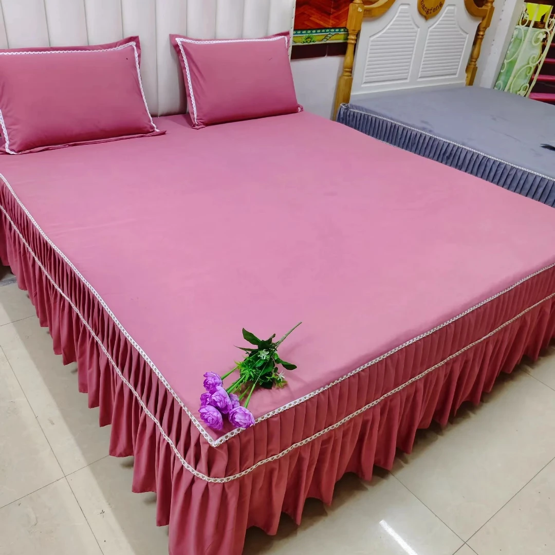 加厚斜纹春夏款亲肤棉磨毛单独床罩（绣花工艺）（豆沙粉色）