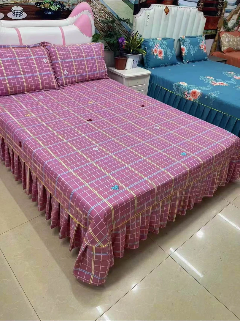 （时尚简约）加厚磨毛斜纹暖绒棉单独床裙枕套床单