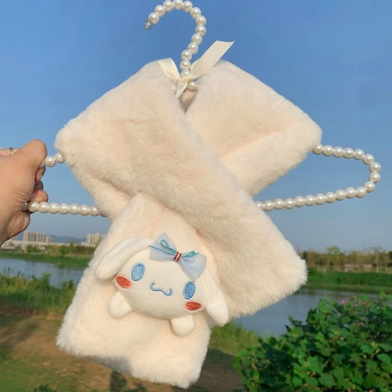 冬季可爱学生玉桂狗美乐蒂围脖百搭毛茸茸保暖成人围巾少女冬款