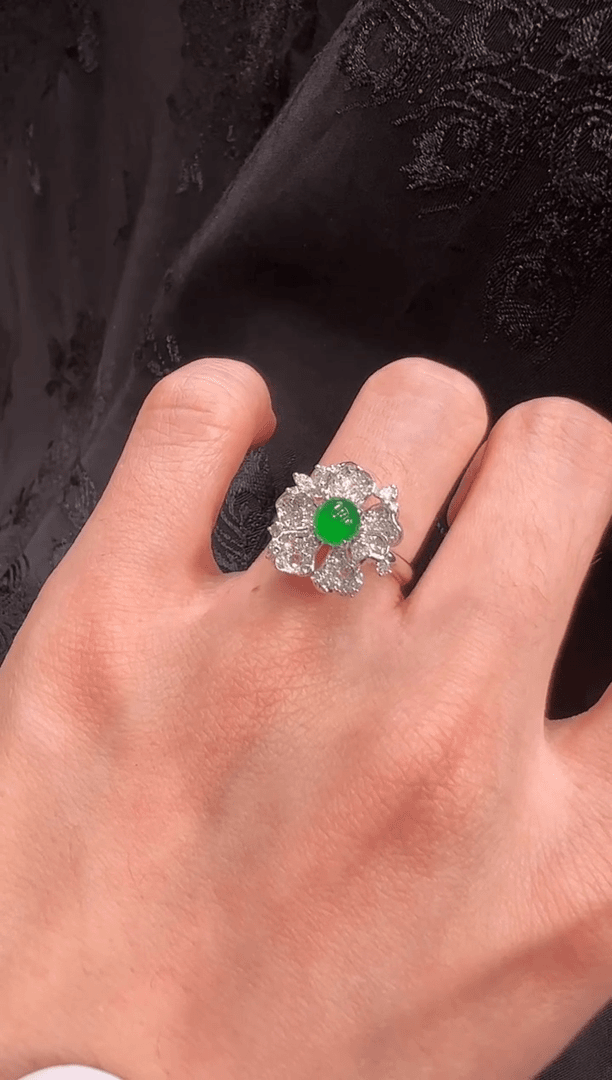 【闪购商品】翡翠戒指18K金镶嵌戒指