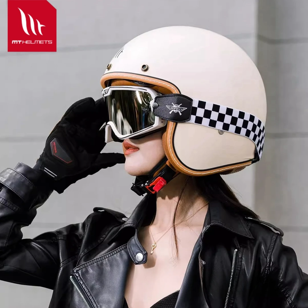 西班牙MT复古头盔摩托车3/4盔夏季半盔哈雷机车男女士四季安全帽