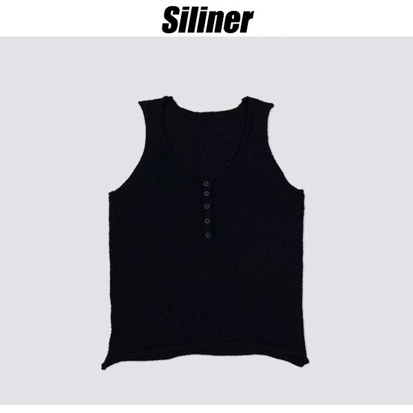 Siliner夏季简约风休闲黑色显瘦百搭针织吊带背心TS292