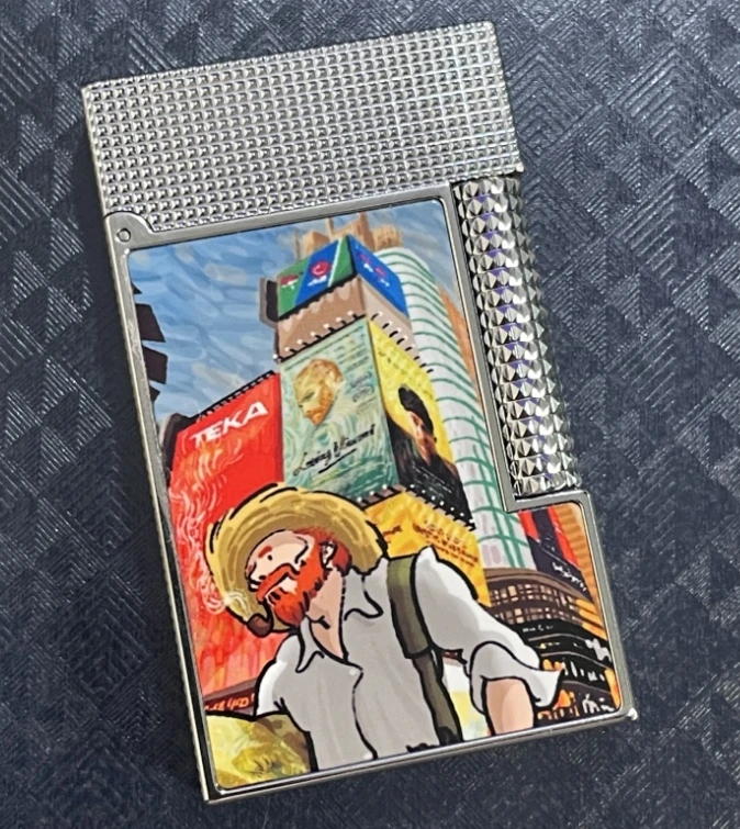 城市老人朗声打火机高档钢琴音黄铜充气侧滑一体机点火品牌高档精