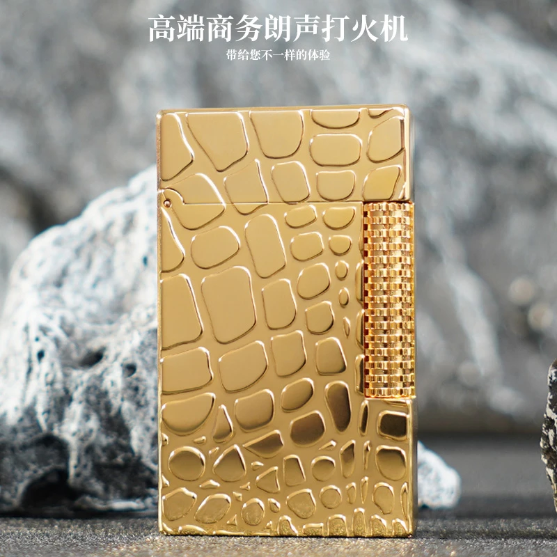 卡路凹凸纹朗声打火机裸机手工雕刻黄铜一体朗声男士打火机27