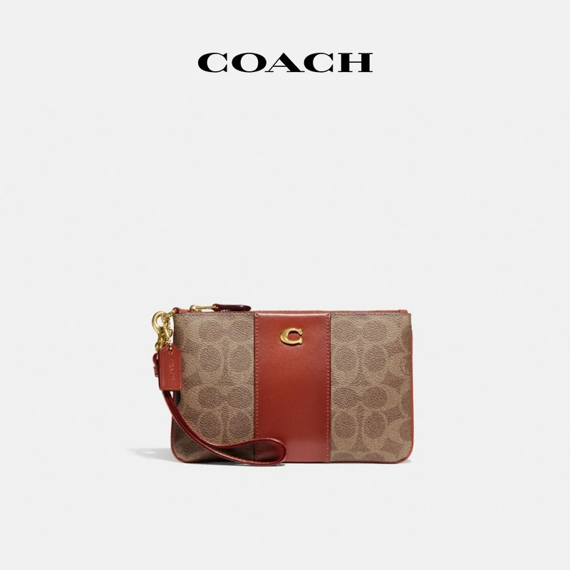COACH/蔻驰 女士时尚潮流百搭经典标志小号腕包手拿包拼色手包