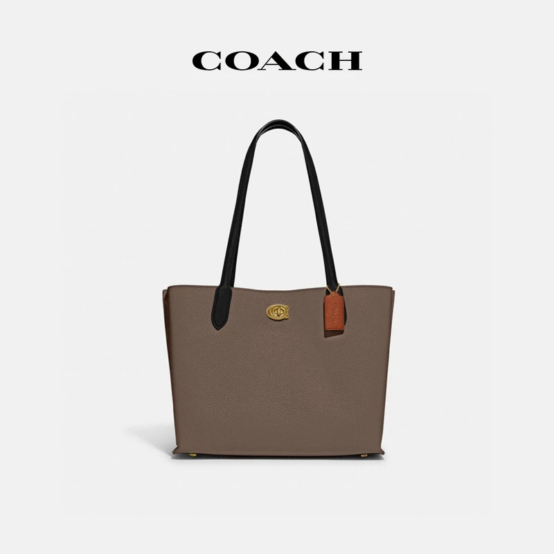 COACH/蔻驰 经典标志帆布衬里拼色WILLOW托特包 女士时尚单肩包
