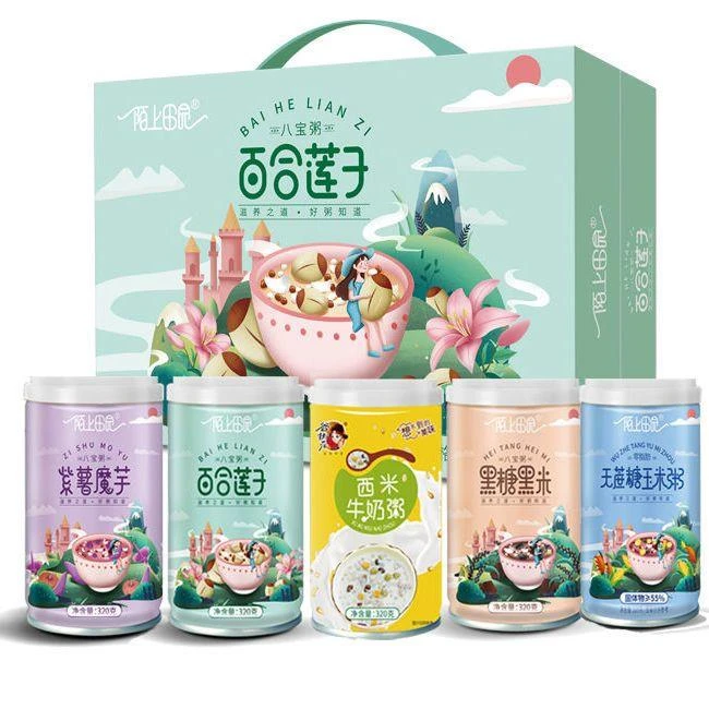 【新货】陌上田园多口味八宝粥速食粥大礼盒配手提袋整箱