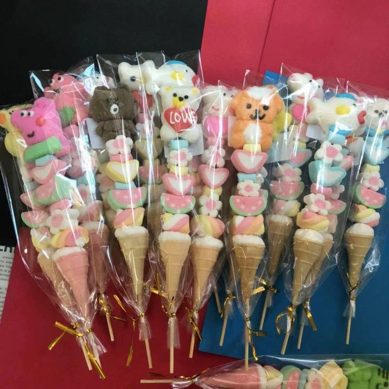 30克卡通棉花糖棒棒糖网红零食棉花糖串串冰糖葫芦串软糖批发包邮