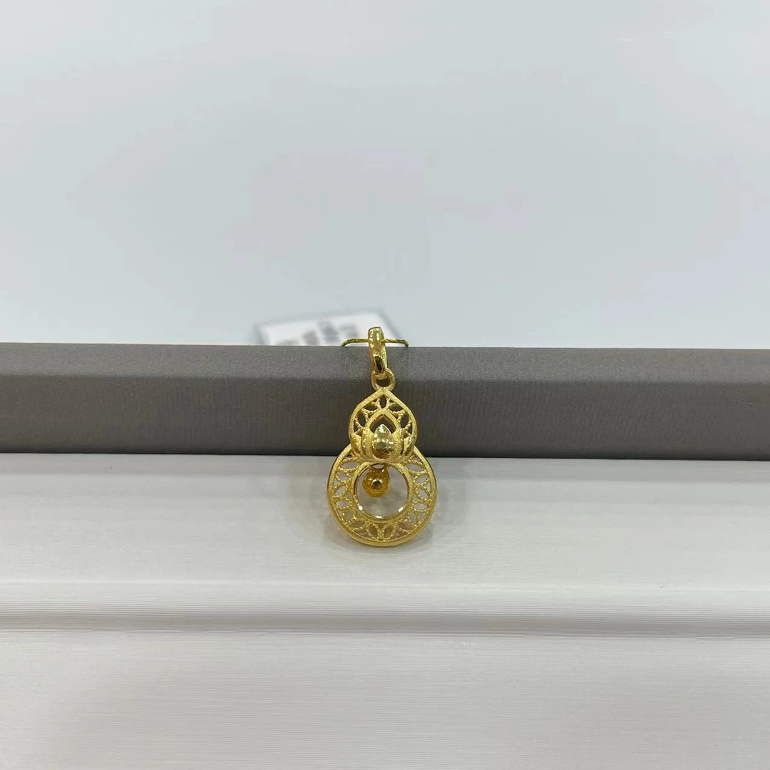 【金源珠宝】足金999.9 岁月有余福禄与共葫芦黄金吊坠1.88
