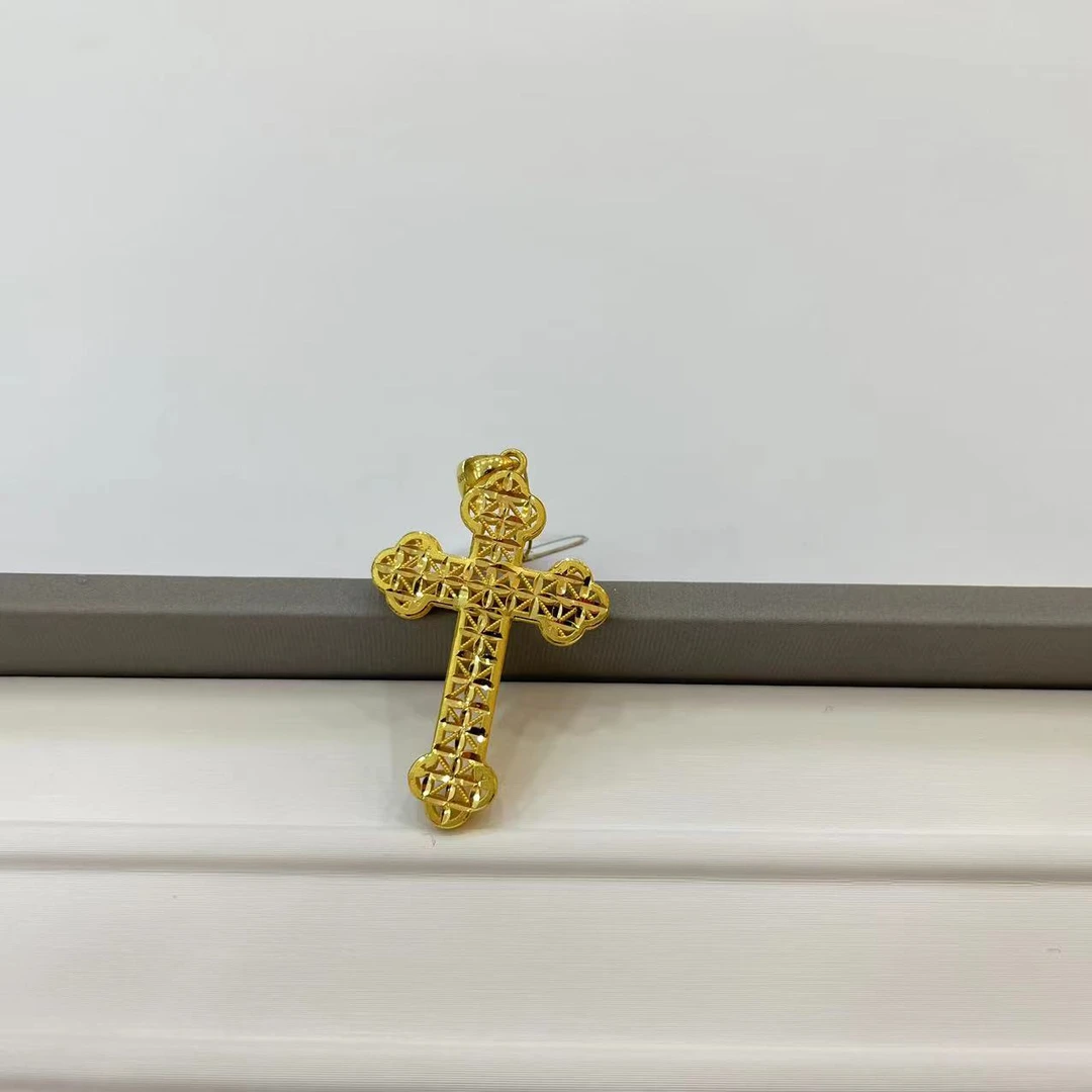 【金源珠宝】足金999.9  精品车花黄金十字架 5.91