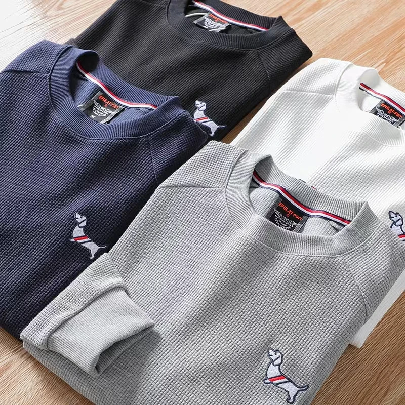 重磅来袭！经典高克重华夫格！卡通刺绣春秋男士休闲圆领套头卫衣