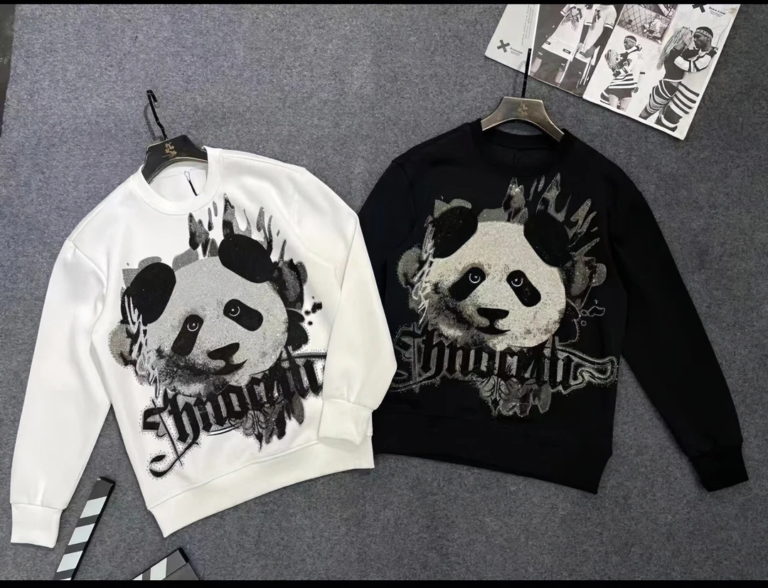 11822小熊烫钻长袖卫衣重工满钻长袖圆领时尚情侣秋冬潮牌加厚