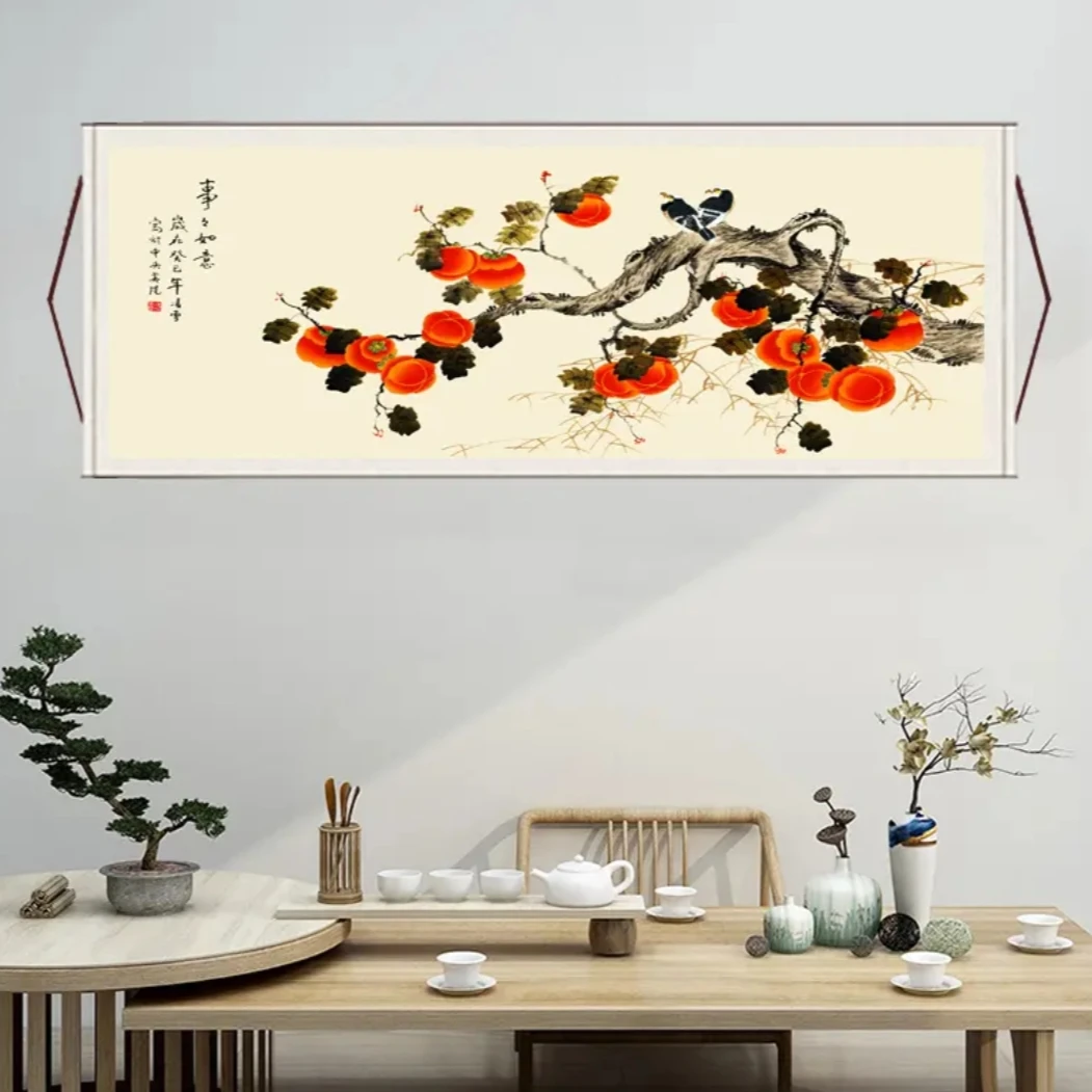 175*72 横 事事如意  卧室客厅 宣纸  高清数字微喷 精品软装挂画