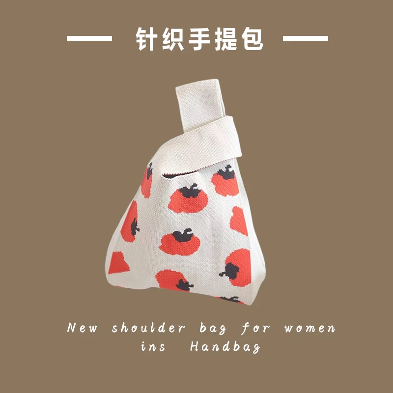 可爱花朵针织手提包礼袋托特包外出便携收纳包节日礼物袋鲜花包装