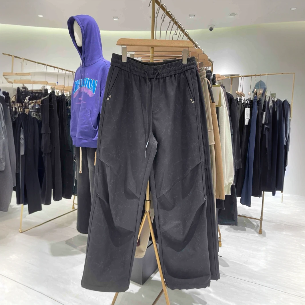 纯色垂感轻薄速干美式复古高街休闲裤D8888