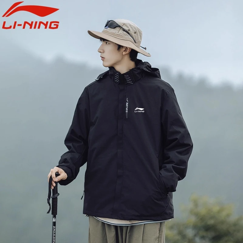 李宁冲锋衣男三合一可拆卸夹克外套秋冬季户外防风防水加绒登山服