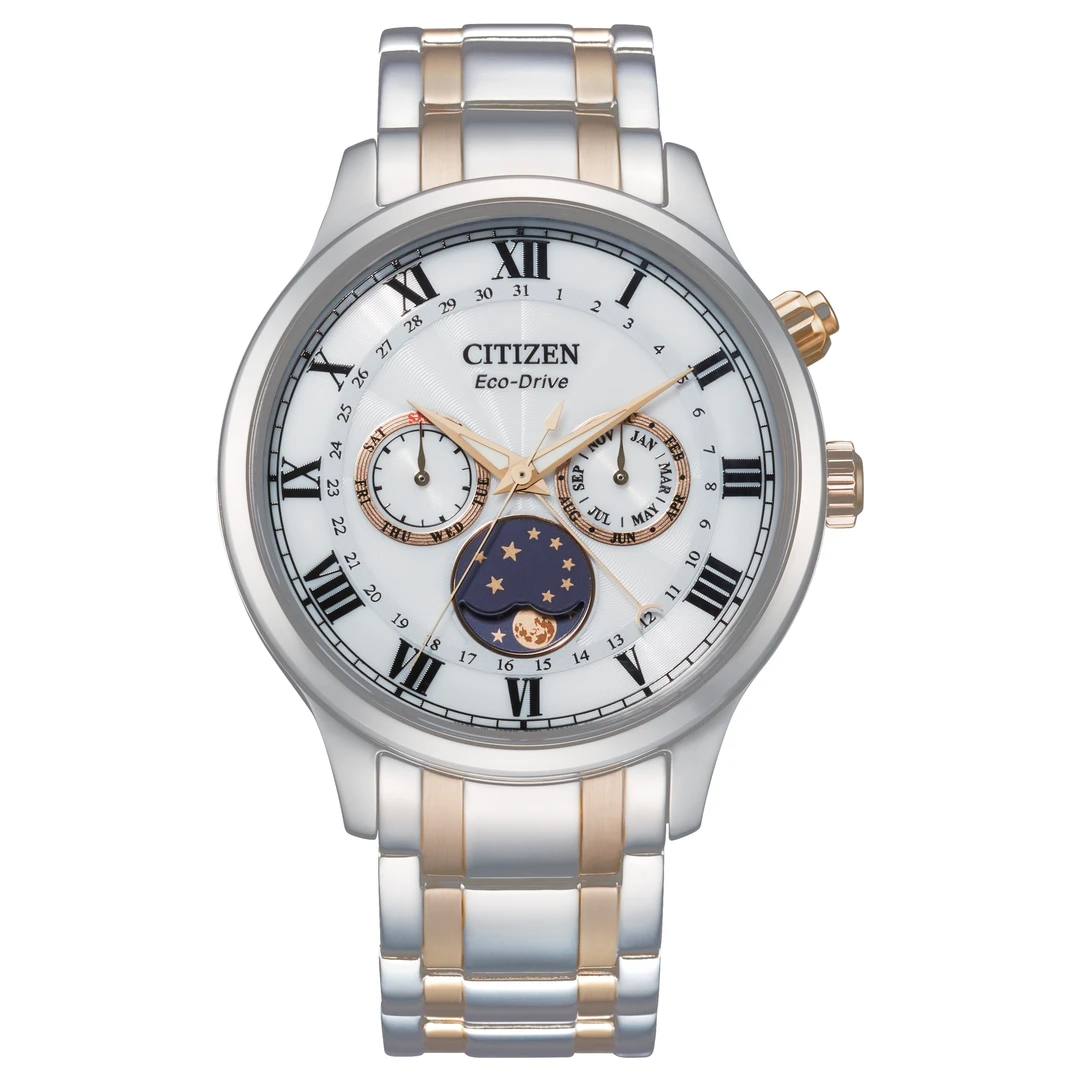 Citizen/西铁城原装男士时尚多功能光动能月相手表AP1054-80A腕表