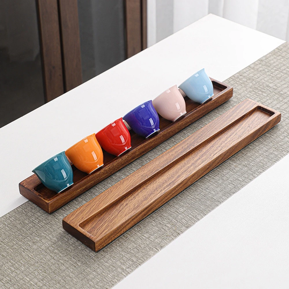 胡桃木杯架家用茶杯收纳实木功夫茶具晾杯架沥水架40*6.5*2 ss