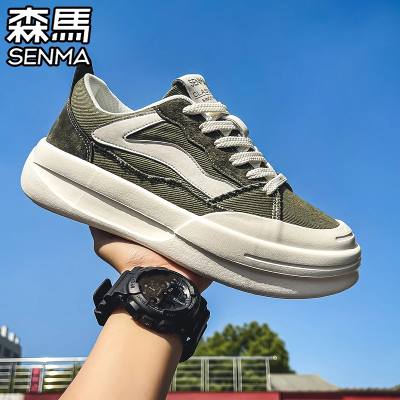 SENMA/森马帆布鞋男士秋季透气百搭休闲运动厚底增高布鞋跑步男鞋