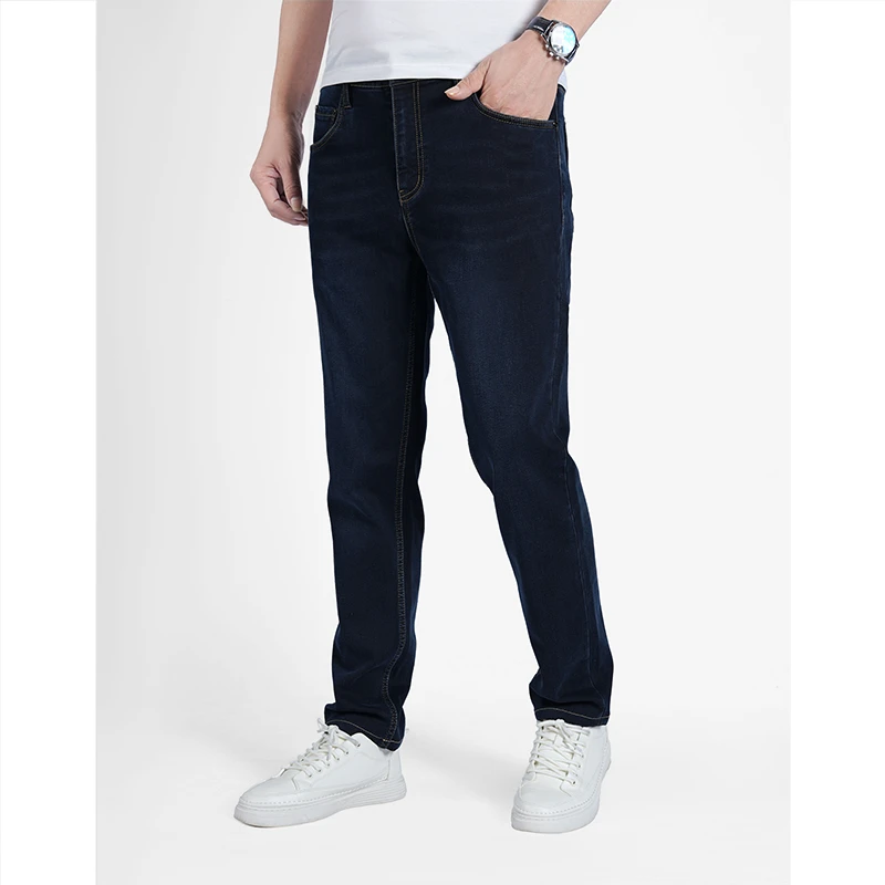 【舒适高弹】时尚牛仔裤内里磨毛直筒弹力中腰男士休闲裤百搭四季款
