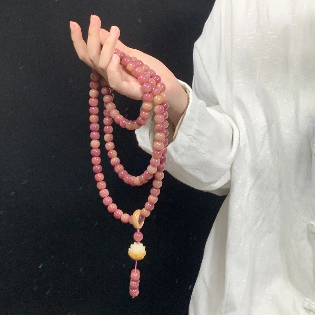 暮色蔷薇 原创手作 乌梅子酱粉菩提手持脖挂108颗